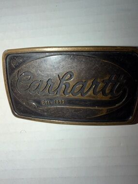 Mens A427 Vintage 90's Carhartt Brown Leather Belt with Metal Buckle